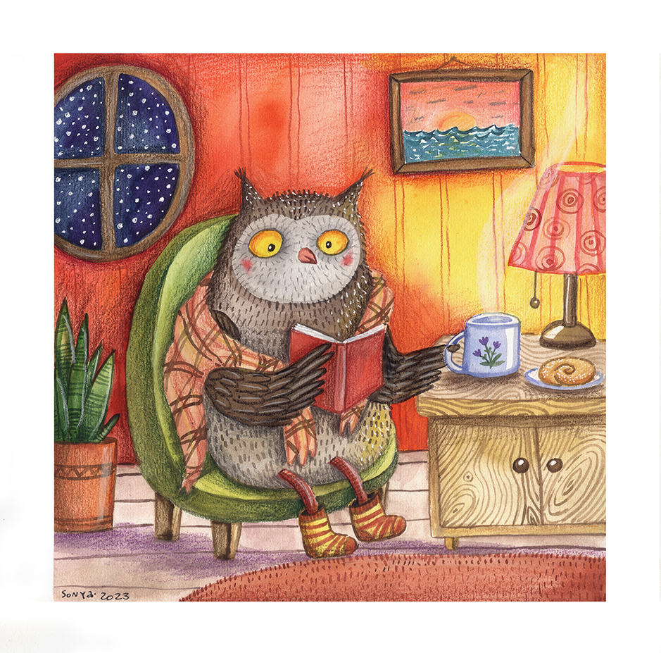 owl with book 96